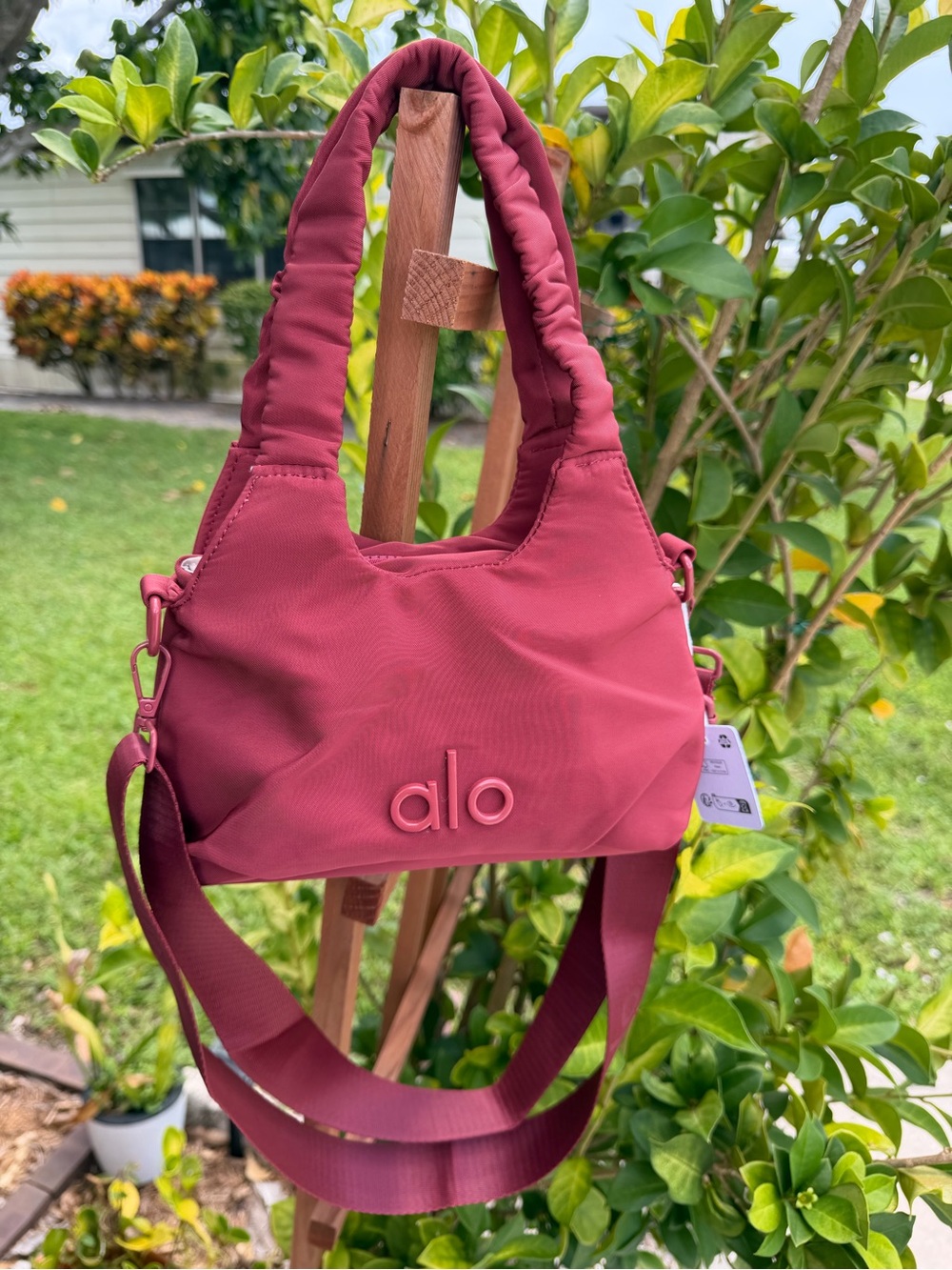 ALO Yoga Deep Rose Quilted-Handle Shoulder Bag
